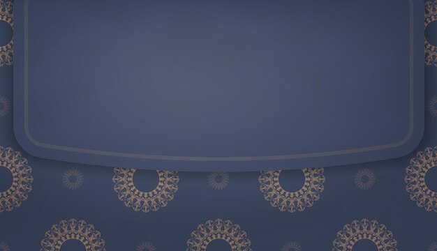 Modelo de banner azul com padrão vintage marrom e espaço para seu logotipo