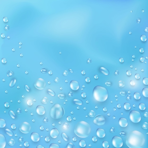Vetor modelo de banner azul com quadro realista de gota de água pura ou respingo de água e espaço vazio para texto