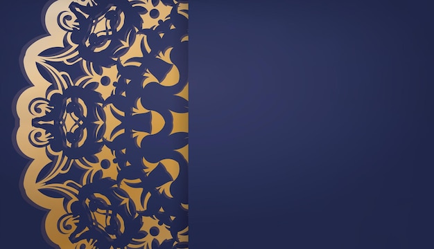 Modelo de banner azul escuro com padrão de ouro indiano para design de logotipo