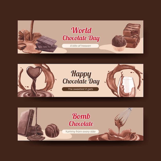 Modelo de banner com conceito do dia mundial do chocolate