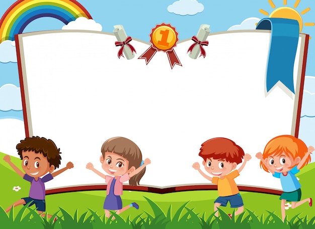 Modelo de banner com crianças