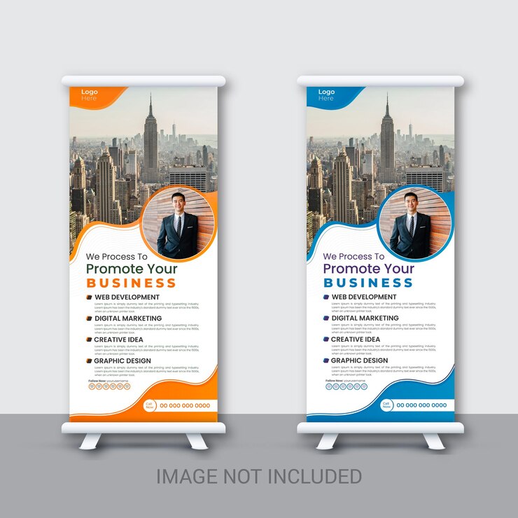 Modelo de banner corporativo moderno roll up