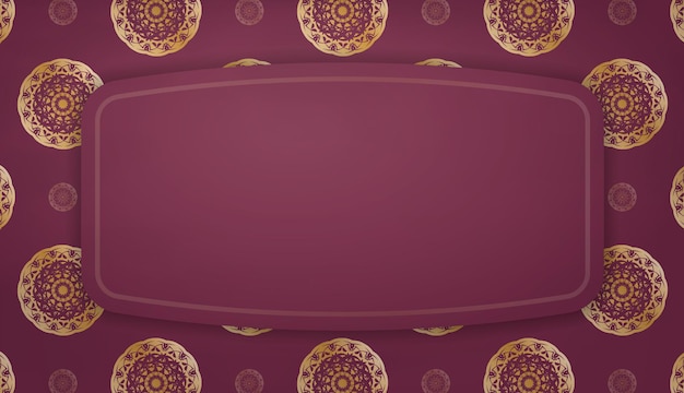 Modelo de banner da Borgonha com luxuoso padrão dourado e espaço para seu logotipo