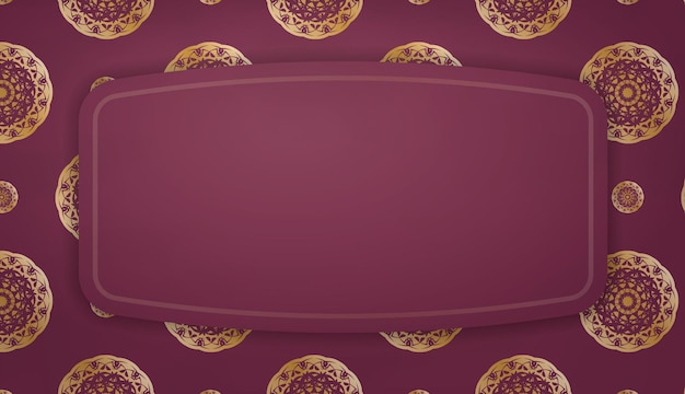 Modelo de banner da Borgonha com padrão grego dourado para design de logotipo
