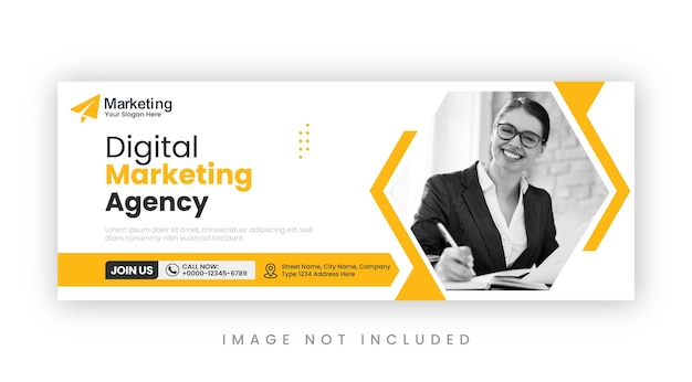 Modelo de banner da página de capa da agência de marketing digital no Facebook ou no Instagram