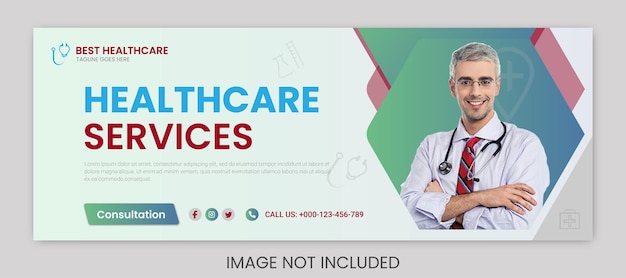 Vetor modelo de banner da web de capa médica do facebook