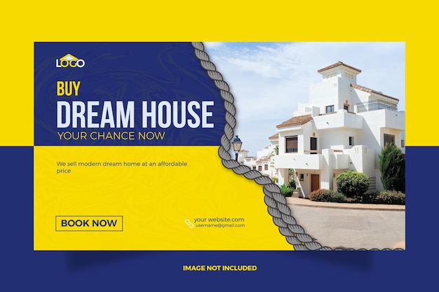 Modelo de banner da web de casa de sonho para venda