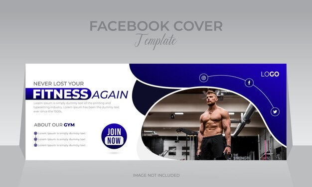 Vetor modelo de banner da web de design de capa de mídia social de academia de ginástica corporal adequado para publicidade de clube de fitness