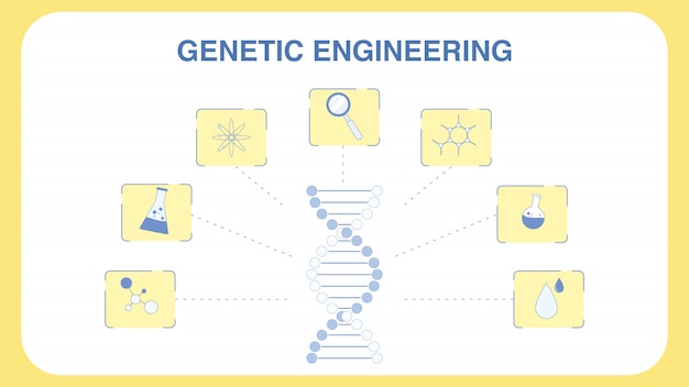 Vetor modelo de banner da web de engenharia genética