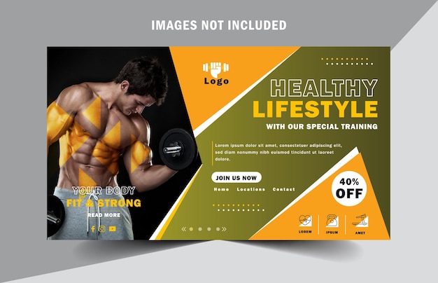 Modelo de banner da web de ginásio e fitness