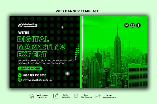 Modelo de banner da web de marketing de negócios criativos.