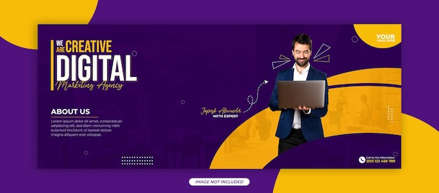 Modelo de banner da web de marketing digital e promoção da empresa