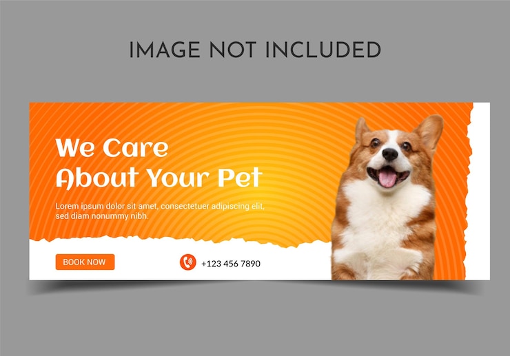 Vetor modelo de banner da web de modelo de capa do facebook para cuidados com animais de estimação