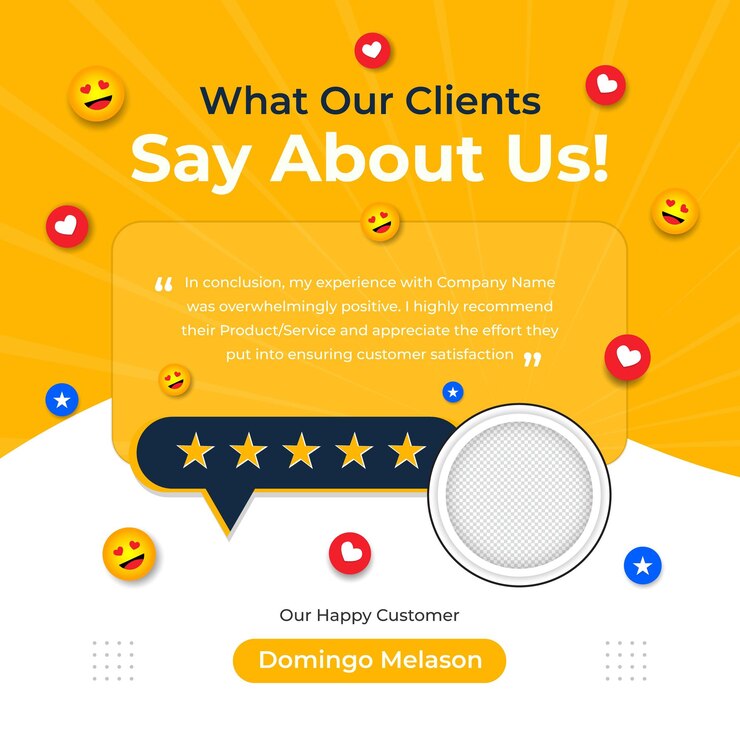 Vetor modelo de banner da web de post de mídia social de depoimento de feedback do cliente