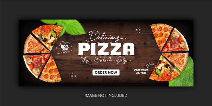Vetor modelo de banner da web de promoção de venda de pizza deliciosa
