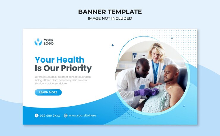 Modelo de banner da web de saúde médica