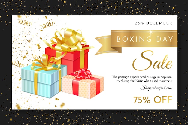 Modelo de banner da web do Boxing Day