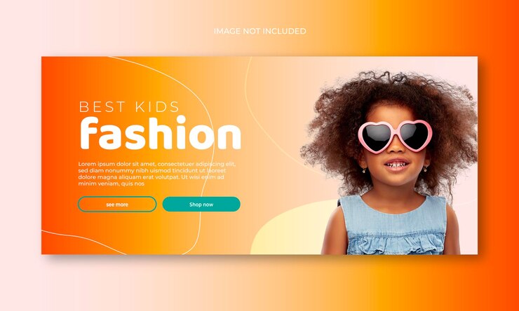 Vetor modelo de banner da web moda infantil