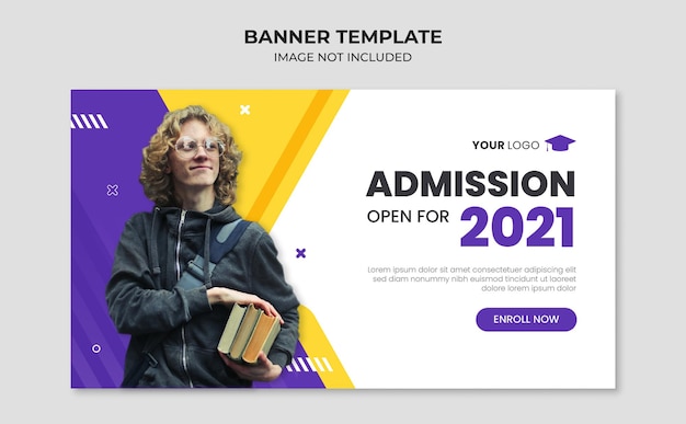 Vetor modelo de banner da web para admissão escolar