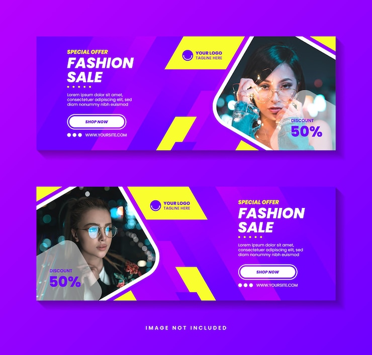 Vetor modelo de banner da web para venda de moda