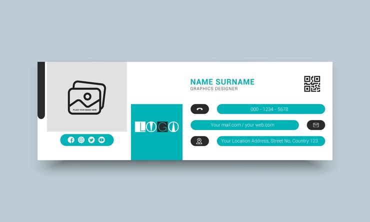 Vetor modelo de banner da web pessoal e social de assinatura de e-mail