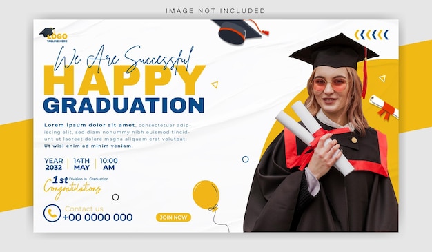 Modelo de banner da web promocional da cerimônia de formatura