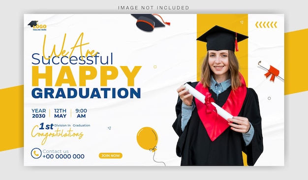 Modelo de banner da web promocional da cerimônia de formatura