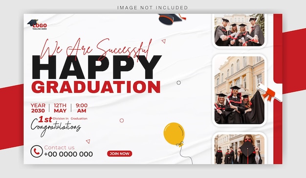 Modelo de banner da web promocional da cerimônia de formatura