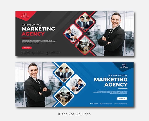 Modelo de banner de agência de marketing digital profissional