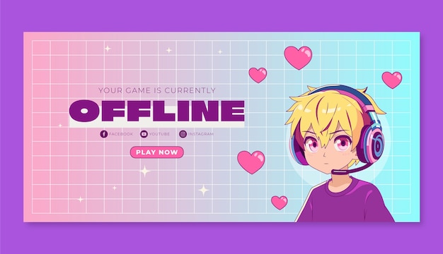 Modelo de banner de anime desenhado à mão