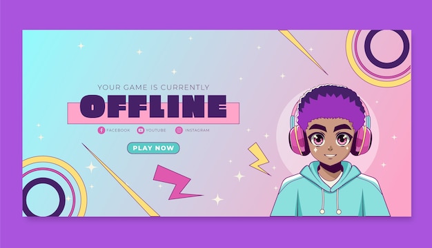 Modelo de banner de anime desenhado à mão