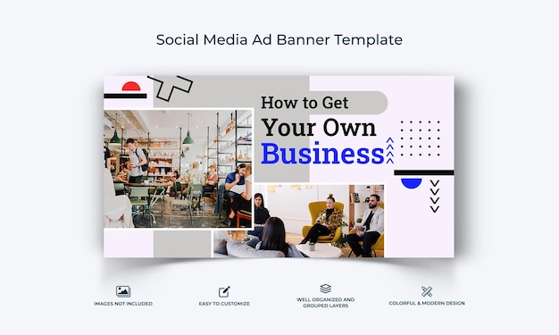 Modelo de banner de anúncio comercial do Facebook