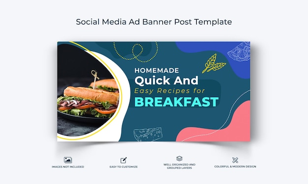 Modelo de banner de anúncio de comida do Facebook