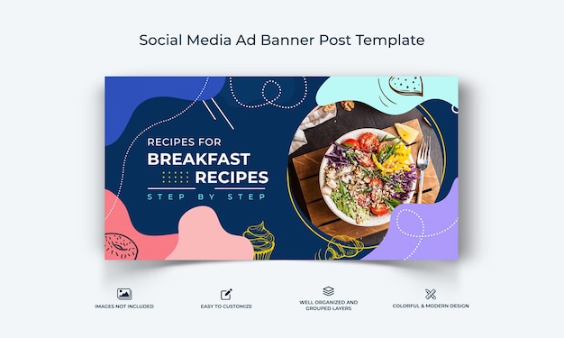 Modelo de banner de anúncio de comida do Facebook