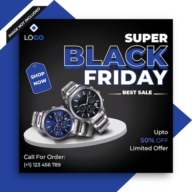 Vetor modelo de banner de anúncio de mídia social da super sale black friday