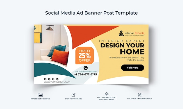 Modelo de banner de anúncio interior do Facebook