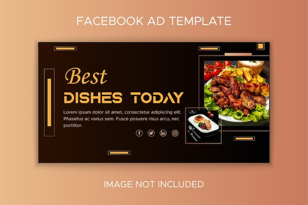 Modelo de banner de anúncios do facebook para menu de comida e restaurante