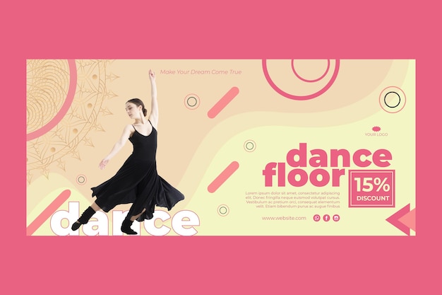 Vetor modelo de banner de aula de dança com foto