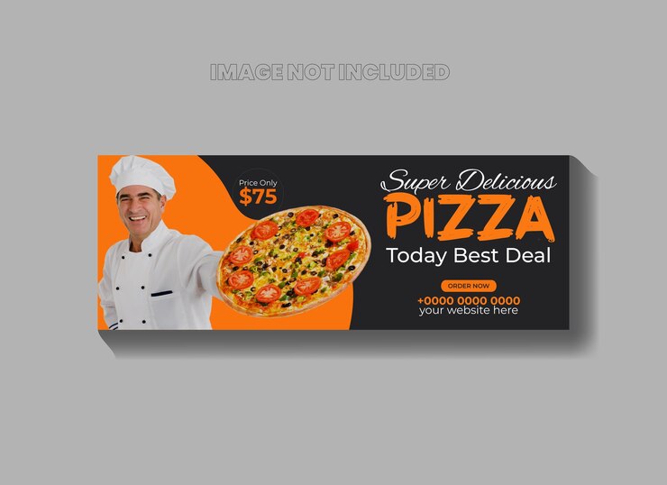Vetor modelo de banner de capa de facebook de pizza super deliciosa e comida