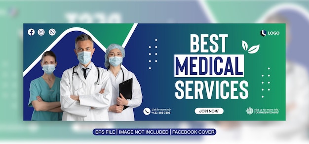 Modelo de banner de capa do facebook de cuidados de saúde