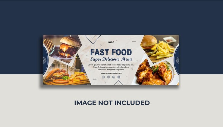 Vetor modelo de banner de capa do facebook de menu de fast food super especial