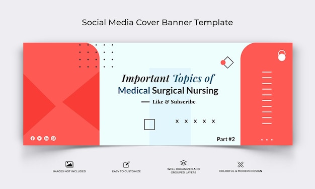 Modelo de banner de capa do facebook de mídia social médica e de saúde vector premium