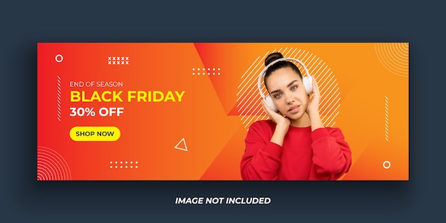 Modelo de banner de capa do Facebook de moda negra sexta-feira