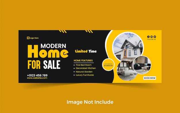 Modelo de banner de capa do Facebook de propriedade imobiliária