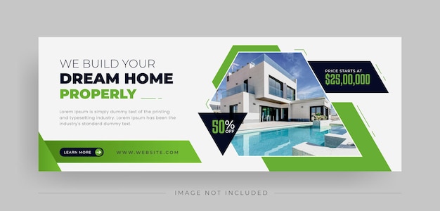 Modelo de banner de capa do Facebook de venda de propriedade de casa imobiliária