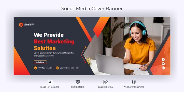 Modelo de banner de capa do Facebook para mídia social corporativa criativa