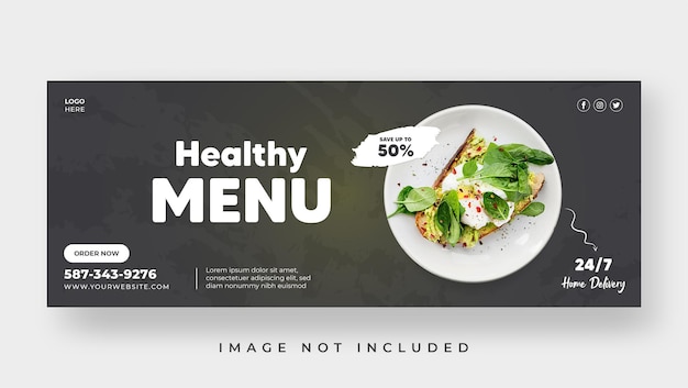 Modelo de banner de capa do facebook para promoção de menu saudável