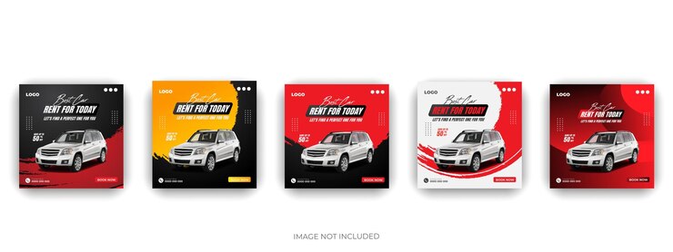 Vetor modelo de banner de capa do instagram para post de pacote de mídia social de aluguel de carros e automóveis