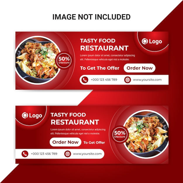 Modelo de banner de capa saborosa comida facebook para restaurante