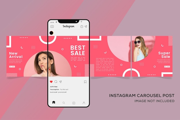 Modelo de banner de carrossel instagram para premium de venda de moda em mídia social